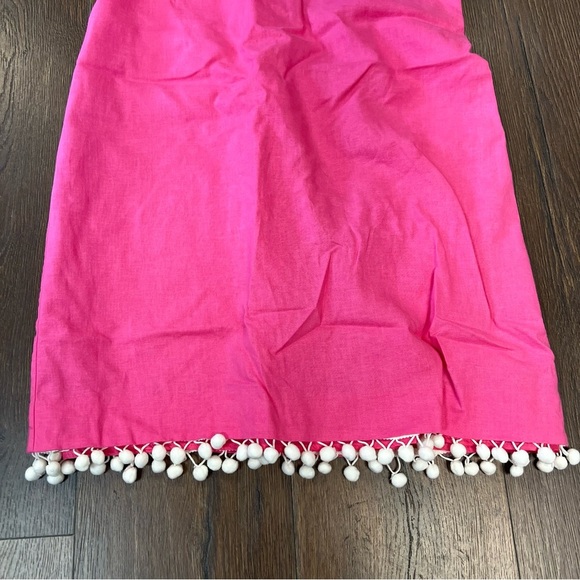 Kensie Pink Sleeveless Linen Blend Dress with White Lace Detail SZ 8 - Picture 5 of 6